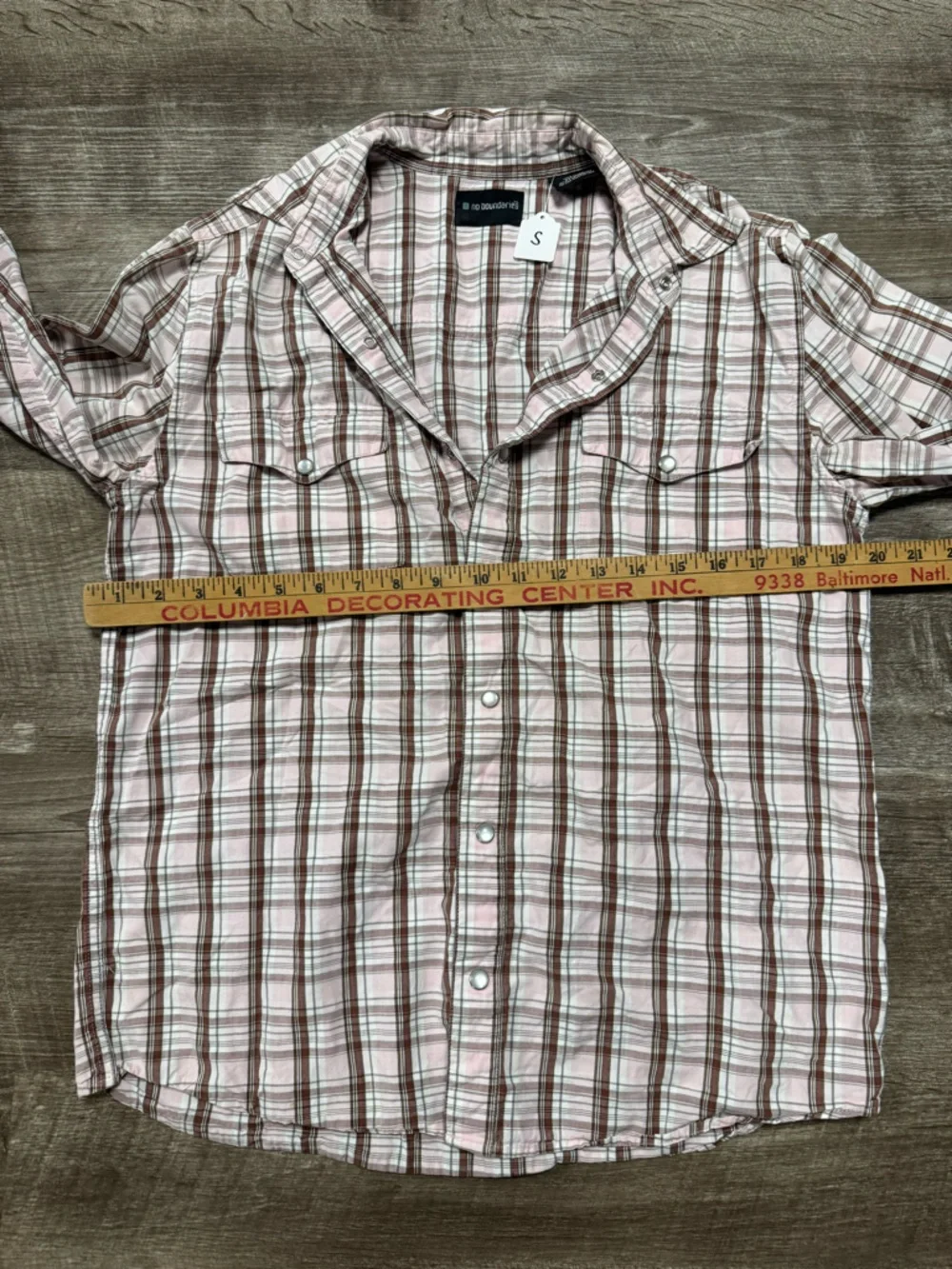 No Boundaries Plaid Snap Button Front Shirt Size Small